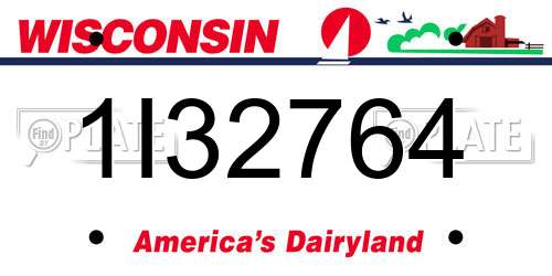 1I32764 Wisconsin License Plate