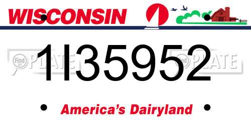 1I35952 Wisconsin License Plate