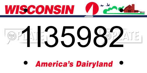 1I35982 Wisconsin License Plate