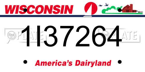 1I37264 Wisconsin License Plate