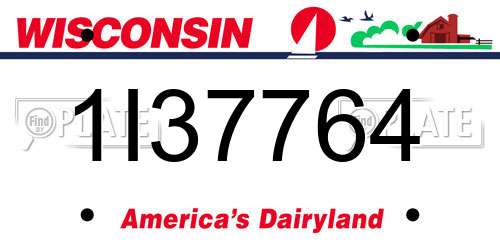 1I37764 Wisconsin License Plate