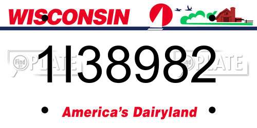 1I38982 Wisconsin License Plate