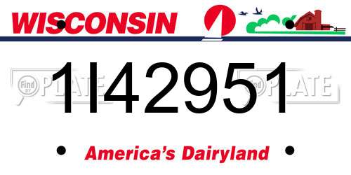 1I42951 Wisconsin License Plate