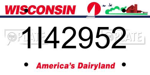 1I42952 Wisconsin License Plate