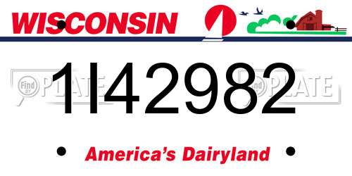 1I42982 Wisconsin License Plate