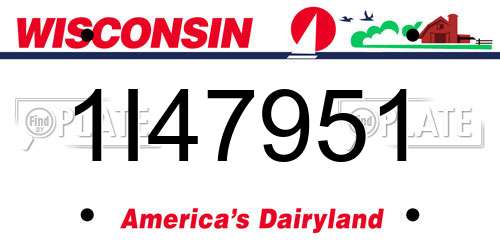 1I47951 Wisconsin License Plate
