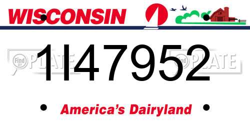 1I47952 Wisconsin License Plate