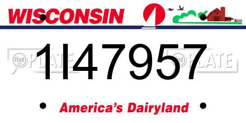 1I47957 Wisconsin License Plate