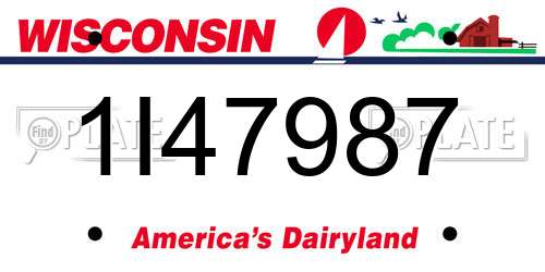 1I47987 Wisconsin License Plate