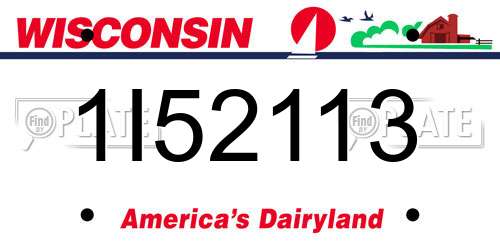 1I52113 Wisconsin License Plate
