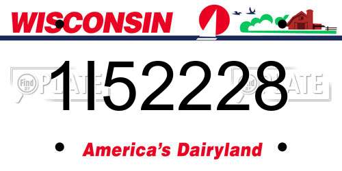 1I52228 Wisconsin License Plate
