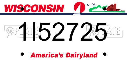 1I52725 Wisconsin License Plate