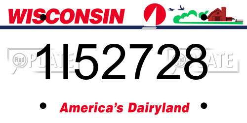 1I52728 Wisconsin License Plate