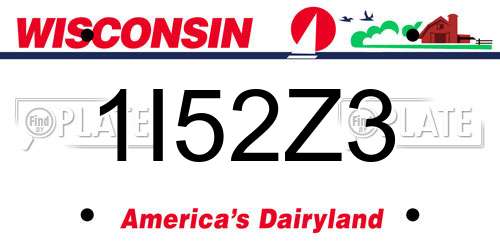 1I52Z3 Wisconsin License Plate