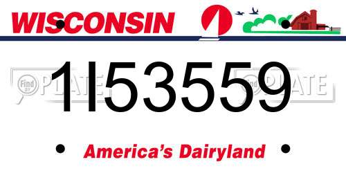 1I53559 Wisconsin License Plate