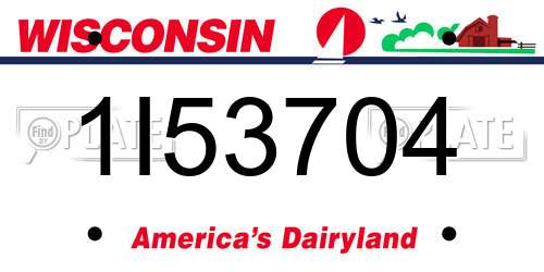 1I53704 Wisconsin License Plate