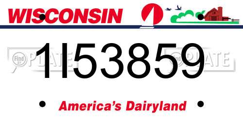 1I53859 Wisconsin License Plate