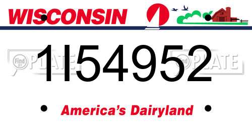 1I54952 Wisconsin License Plate
