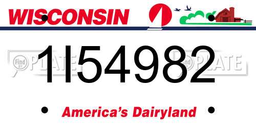 1I54982 Wisconsin License Plate