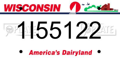 1I55122 Wisconsin License Plate