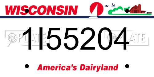 1I55204 Wisconsin License Plate