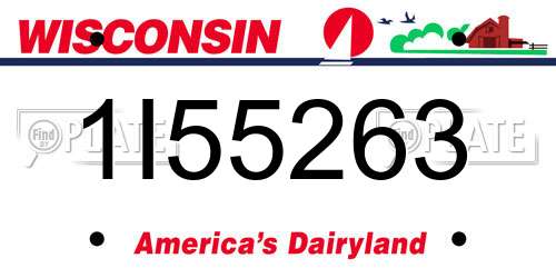 1I55263 Wisconsin License Plate