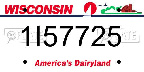 1I57725 Wisconsin License Plate