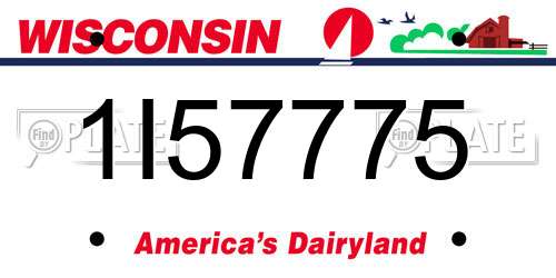 1I57775 Wisconsin License Plate