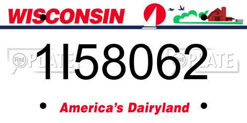 1I58062 Wisconsin License Plate