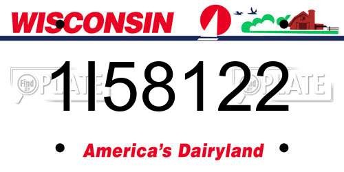 1I58122 Wisconsin License Plate