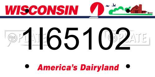 1I65102 Wisconsin License Plate