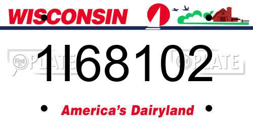 1I68102 Wisconsin License Plate