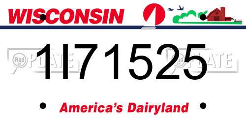 1I71525 Wisconsin License Plate