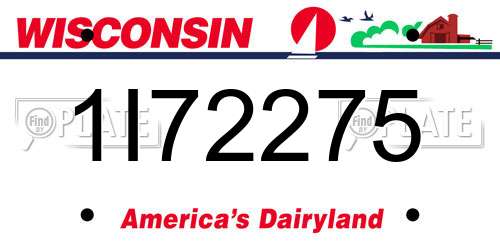 1I72275 Wisconsin License Plate