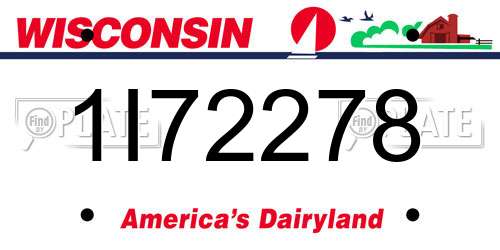 1I72278 Wisconsin License Plate