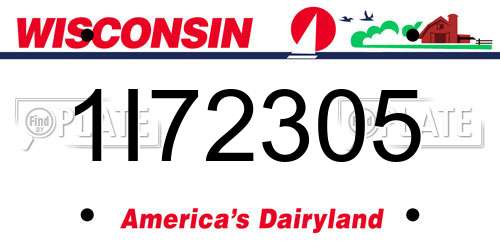 1I72305 Wisconsin License Plate