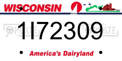 1I72309 Wisconsin License Plate