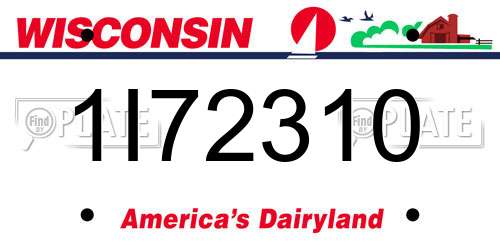1I72310 Wisconsin License Plate