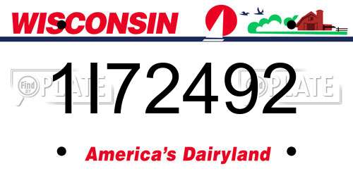 1I72492 Wisconsin License Plate