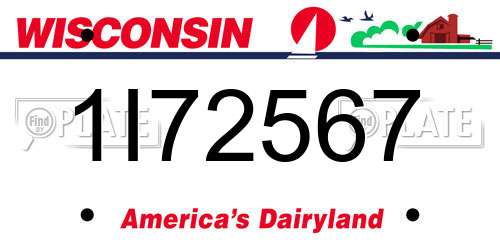 1I72567 Wisconsin License Plate