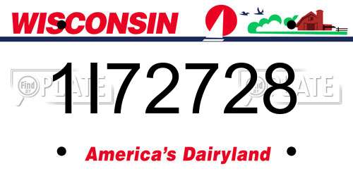 1I72728 Wisconsin License Plate