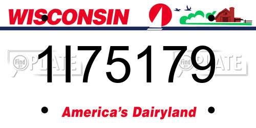 1I75179 Wisconsin License Plate