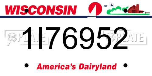 1I76952 Wisconsin License Plate