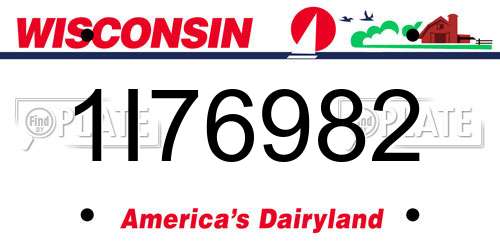 1I76982 Wisconsin License Plate