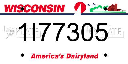 1I77305 Wisconsin License Plate