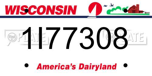 1I77308 Wisconsin License Plate