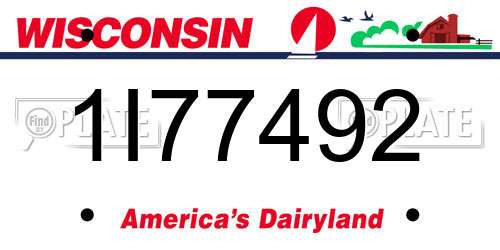 1I77492 Wisconsin License Plate