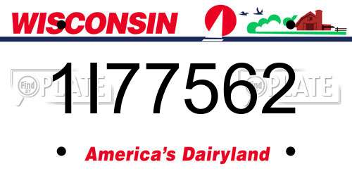1I77562 Wisconsin License Plate