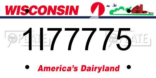 1I77775 Wisconsin License Plate