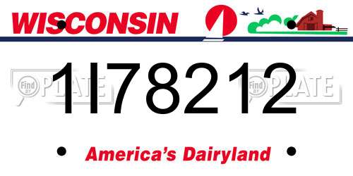 1I78212 Wisconsin License Plate
